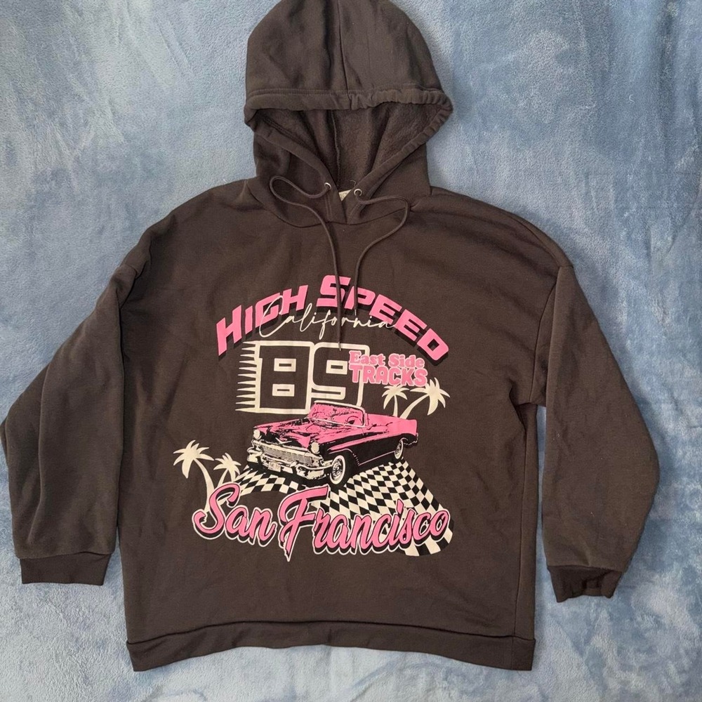 Soul and Stone San Francisco hoodie with pink vintage car graphic men size XL